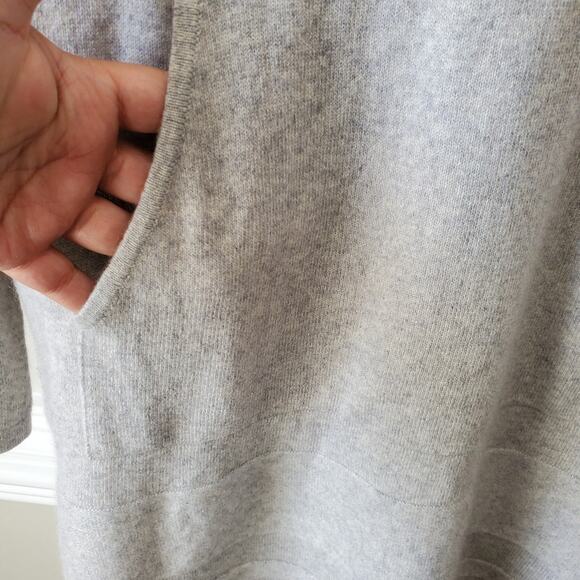 Women Pomegranate Cashmere Hoodie Pullover Sweater M Gray Neutral Scandi Cozy - Picture 3 of 9
